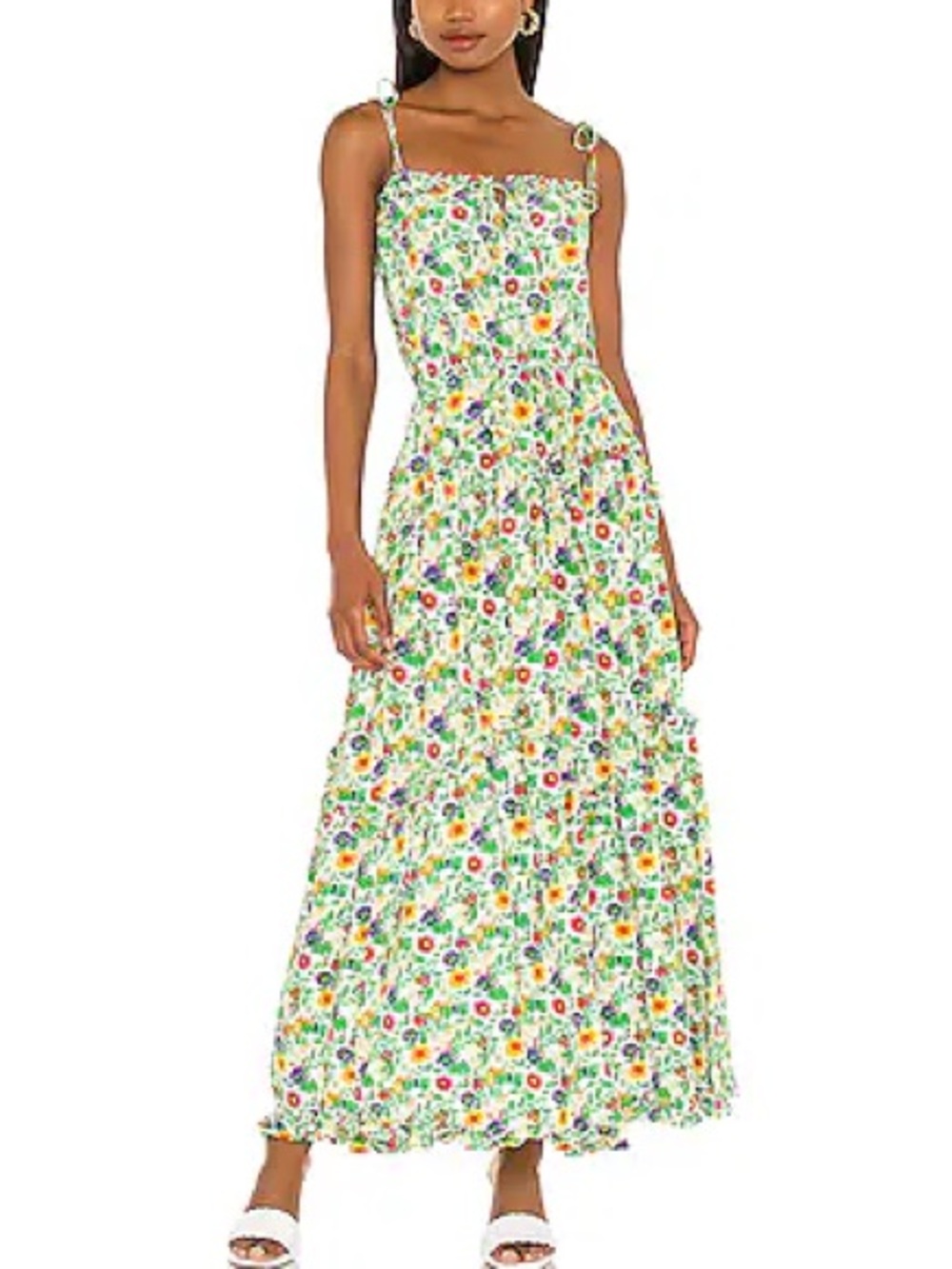 SWF Dynamic Floral Dress Size Medium Resurgence Shoulder Tie Maxi Revolve